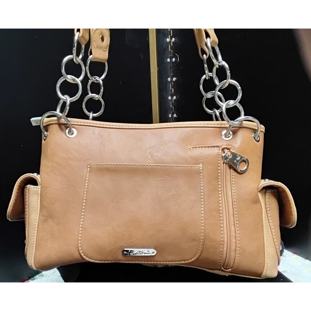 Montana West Concealed Carry Gun Western LEATHER PURSE New with Tags Tan - Picture 4 of 8
